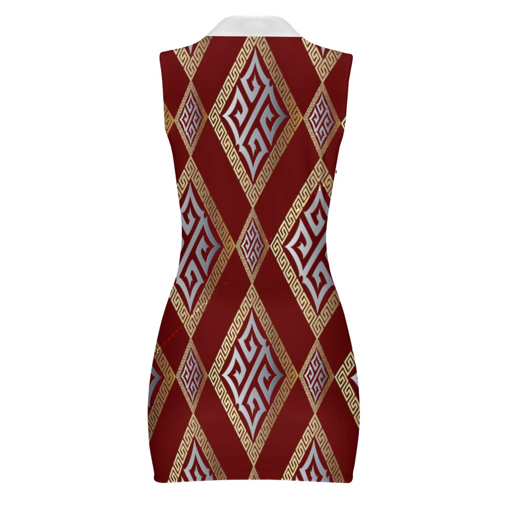Women's Short Sleeve Dress with Short Zipper