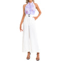 Sweet Butterfly Halter Neck Buckle Belted Jumpsuit