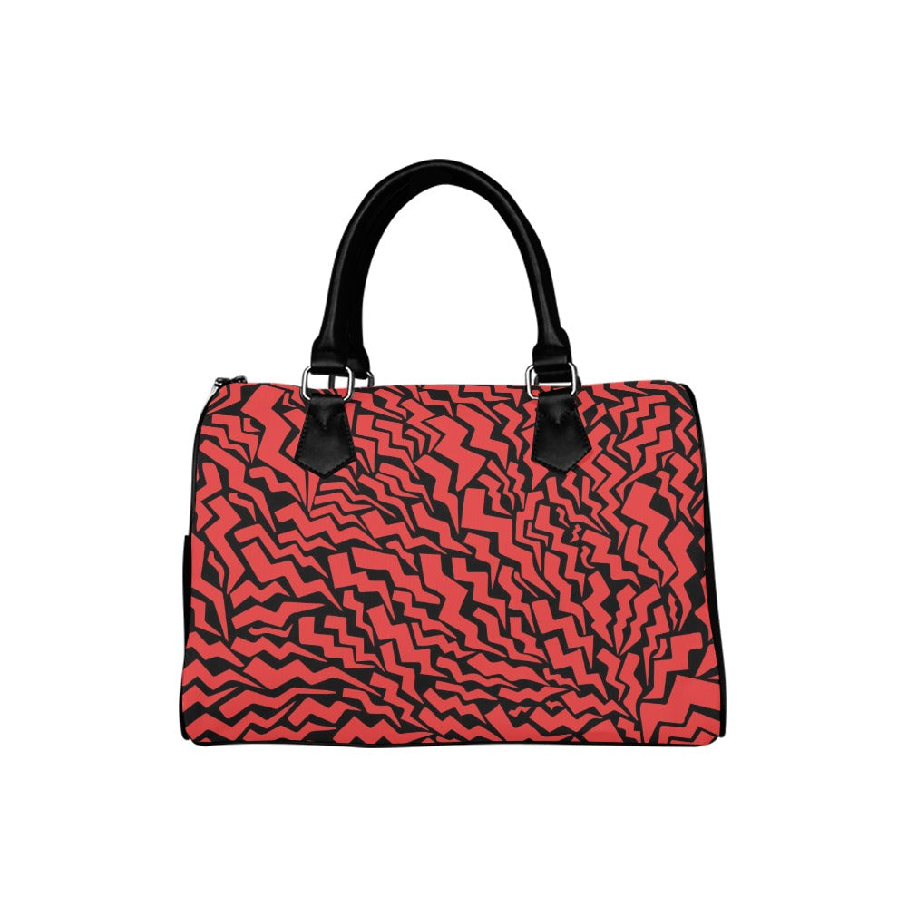 NDO Designs Red and Black Designer Barrel  Handbag