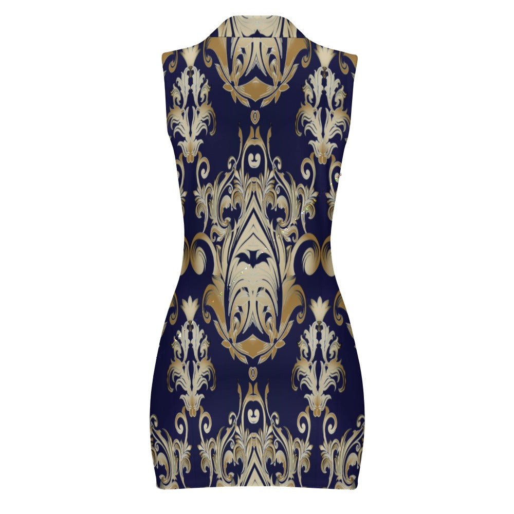 Women's Short Sleeve Dress with Short Zipper