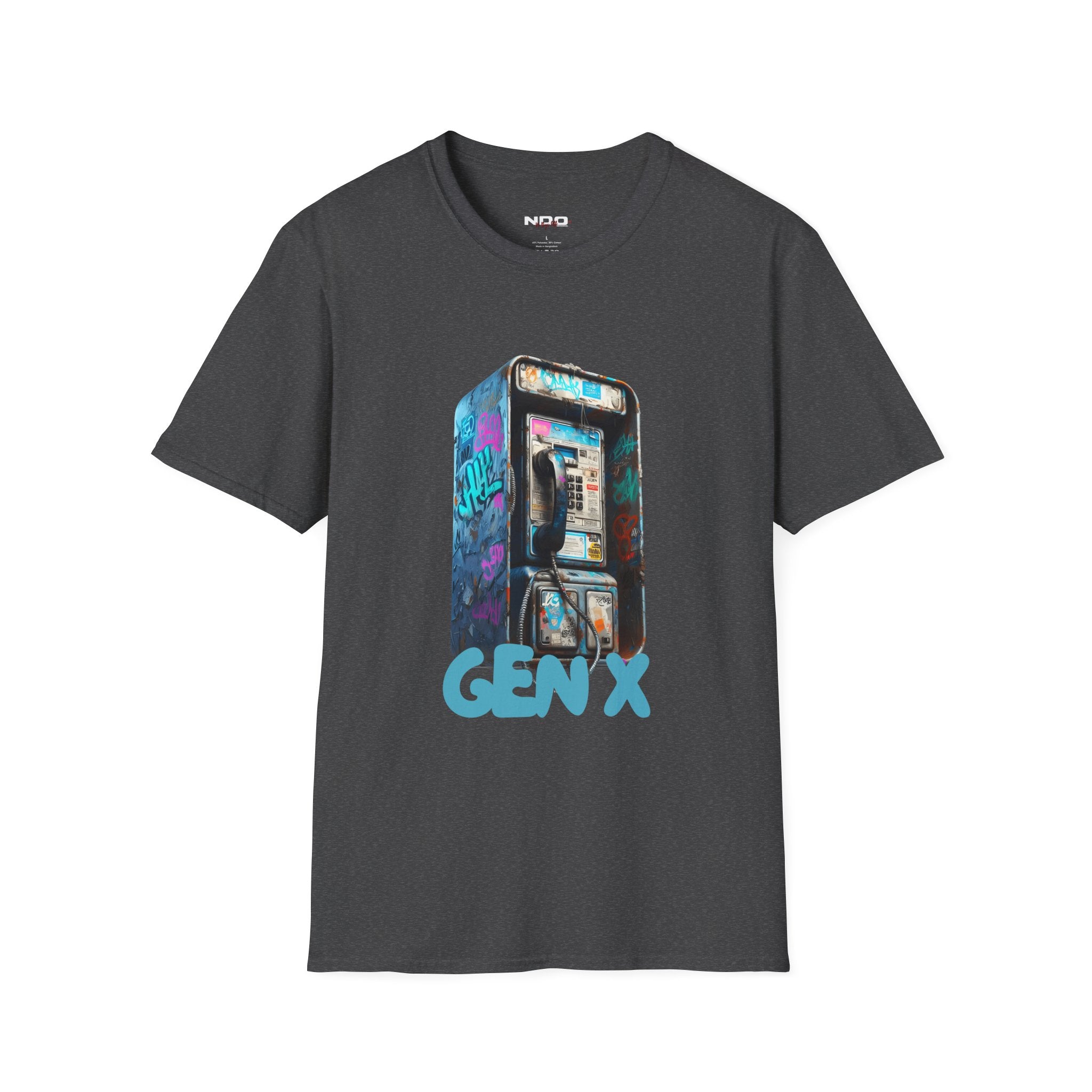 Gen X Retro Payphone Tee — Vintage Graffiti Phone Graphic T-Shirt