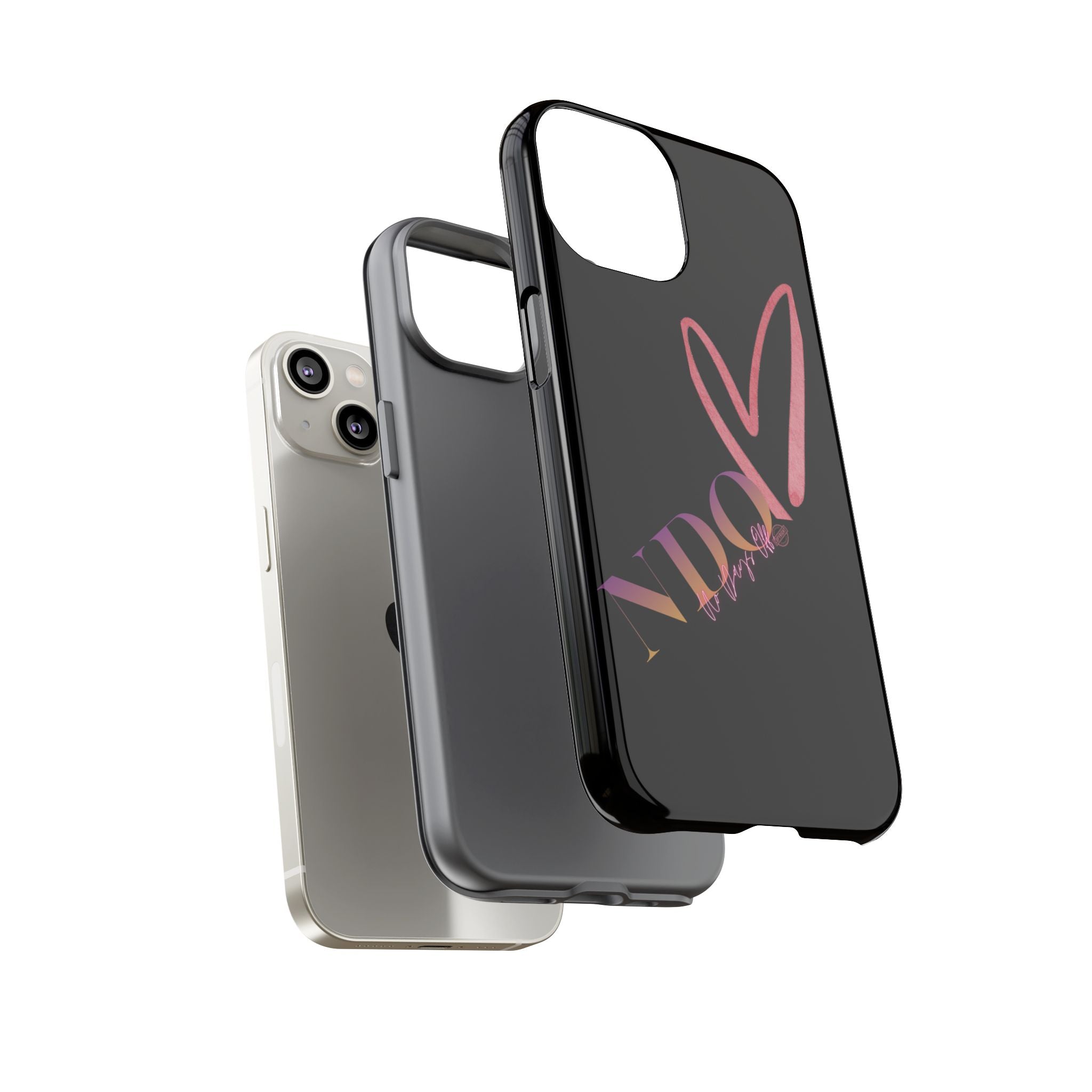 NDO Heart Phone Case – Slim Tough Protective iPhone Cover with Pink Heart Design