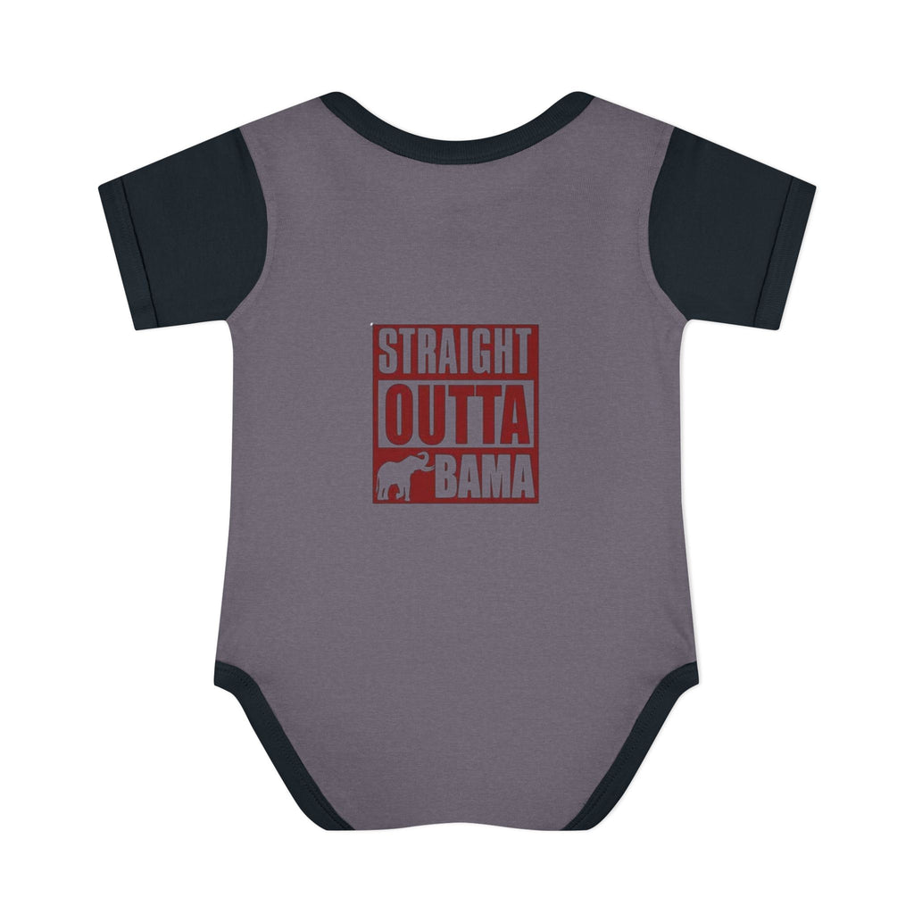 Straight Outta Bama Infant Bodysuit — Alabama Baby Onesie (Crimson Elephant Design)