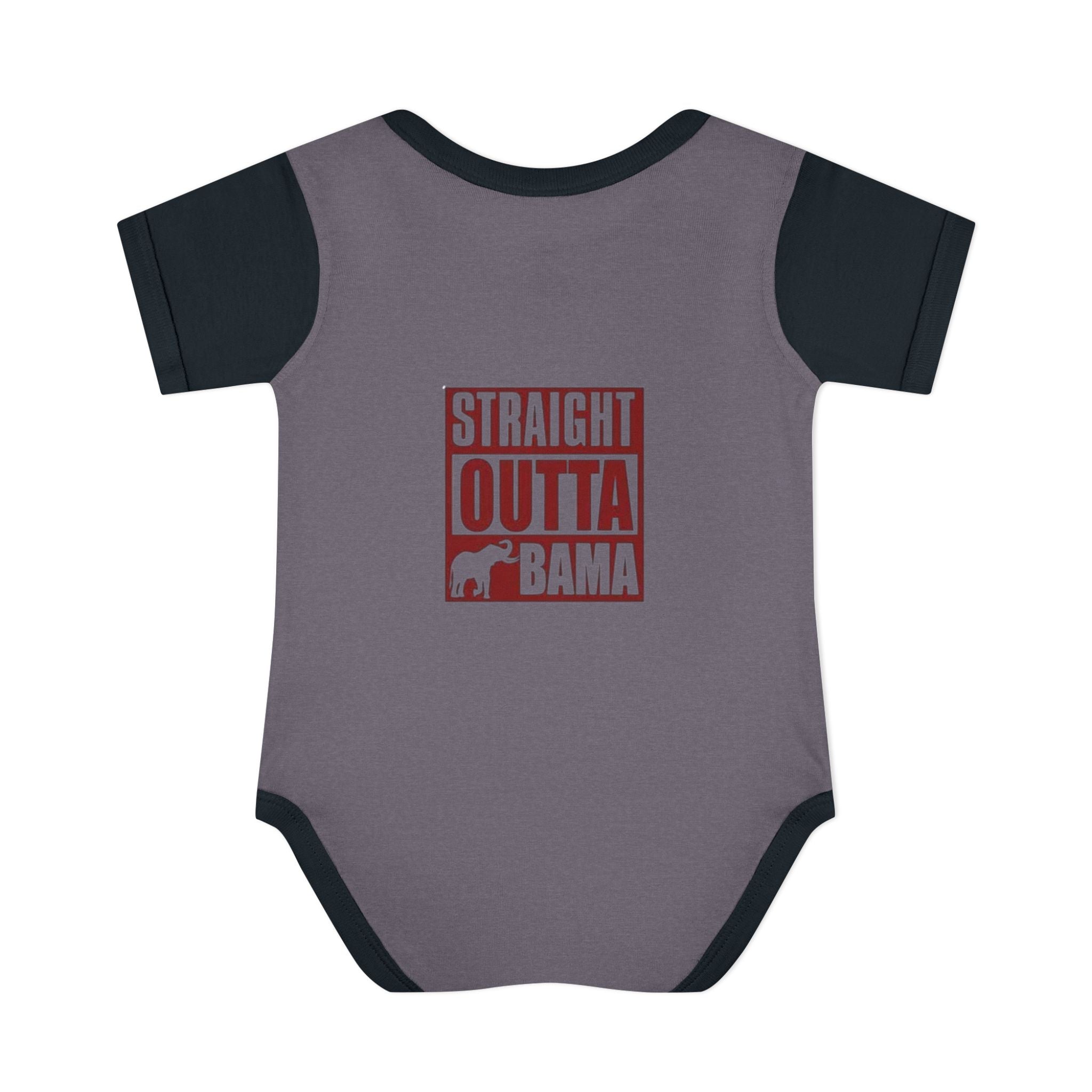 Straight Outta Bama Infant Bodysuit — Alabama Baby Onesie (Crimson Elephant Design)