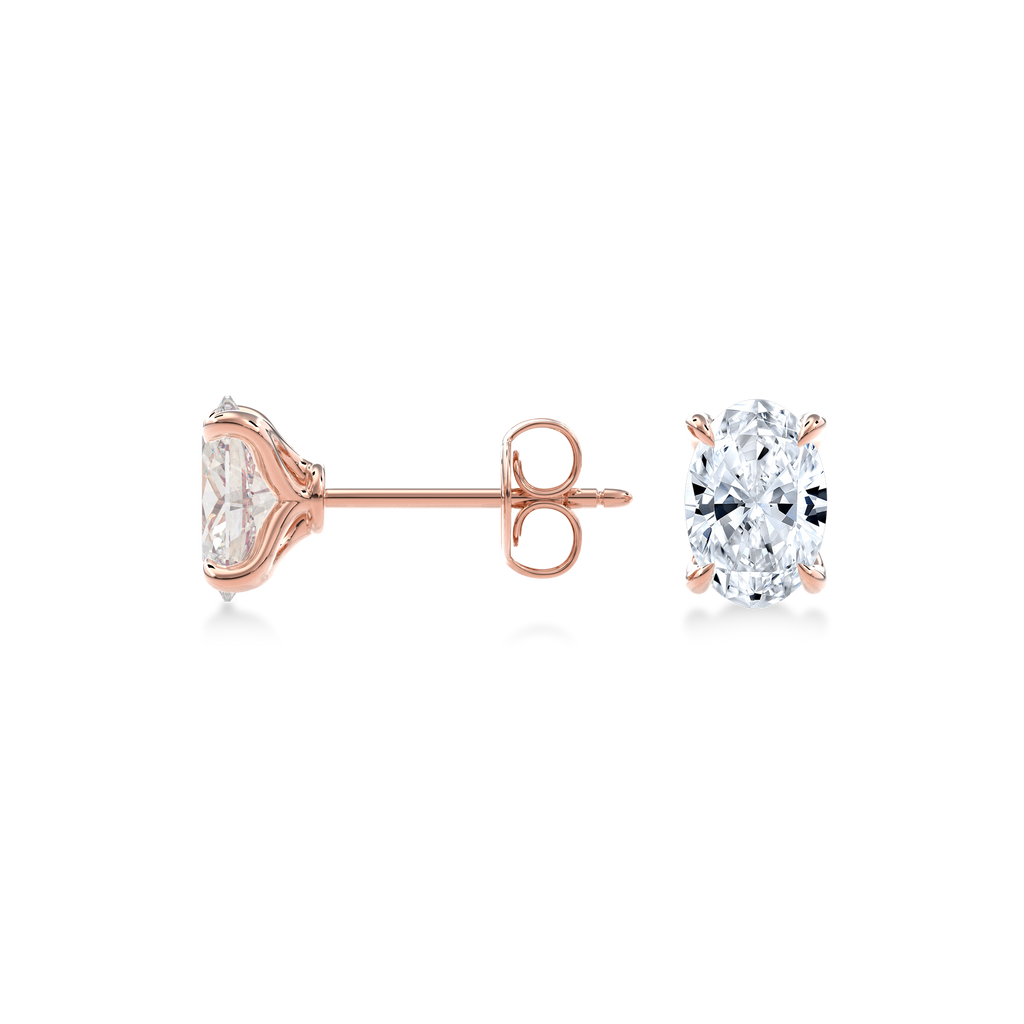 Dia Oval LGD Classic Stud Earring in 14K Rose Gold