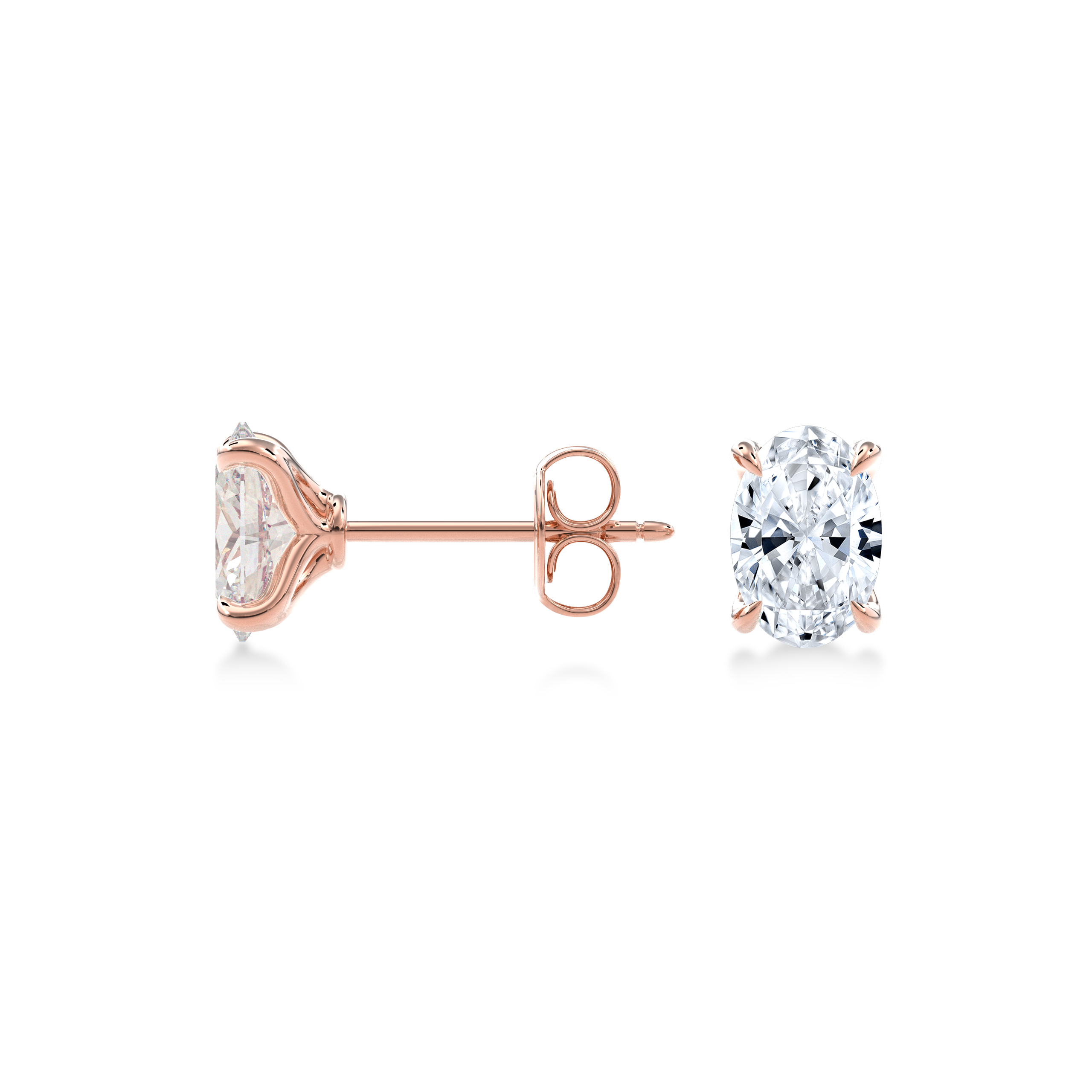 Dia Oval LGD Classic Stud Earring in 14K Rose Gold