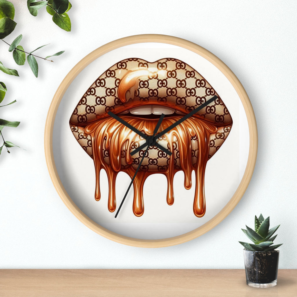 Designer Drip Lip Wall Clock — Luxury Logo Melt Art Decor