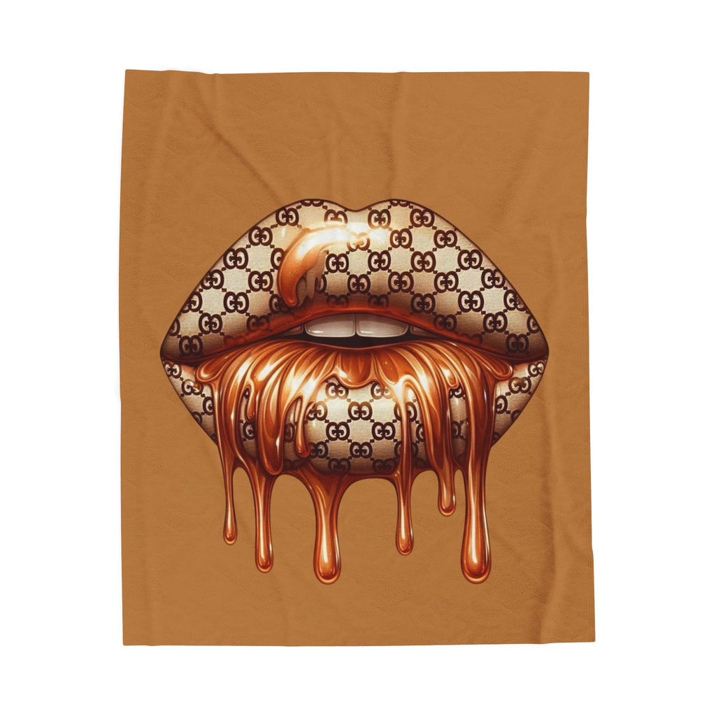 Dripping Gold Logo Lips Velveteen Plush Blanket