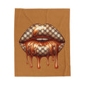 Dripping Gold Logo Lips Velveteen Plush Blanket