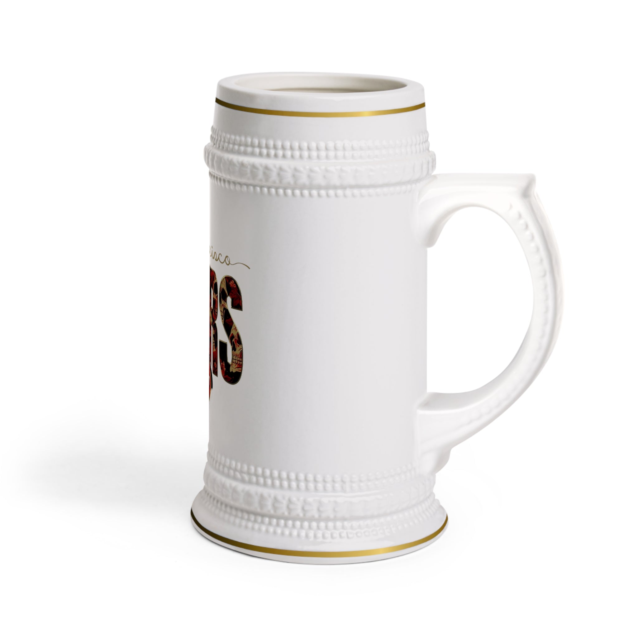 San Francisco 49ers Beer Stein Mug – Vintage Floral Team Logo Ceramic Stein