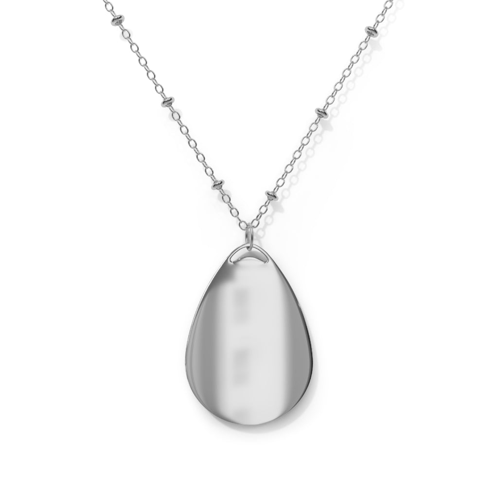 Bulldog 'Rise Up!' Oval Pendant Necklace — Team Spirit Silver Teardrop Necklace