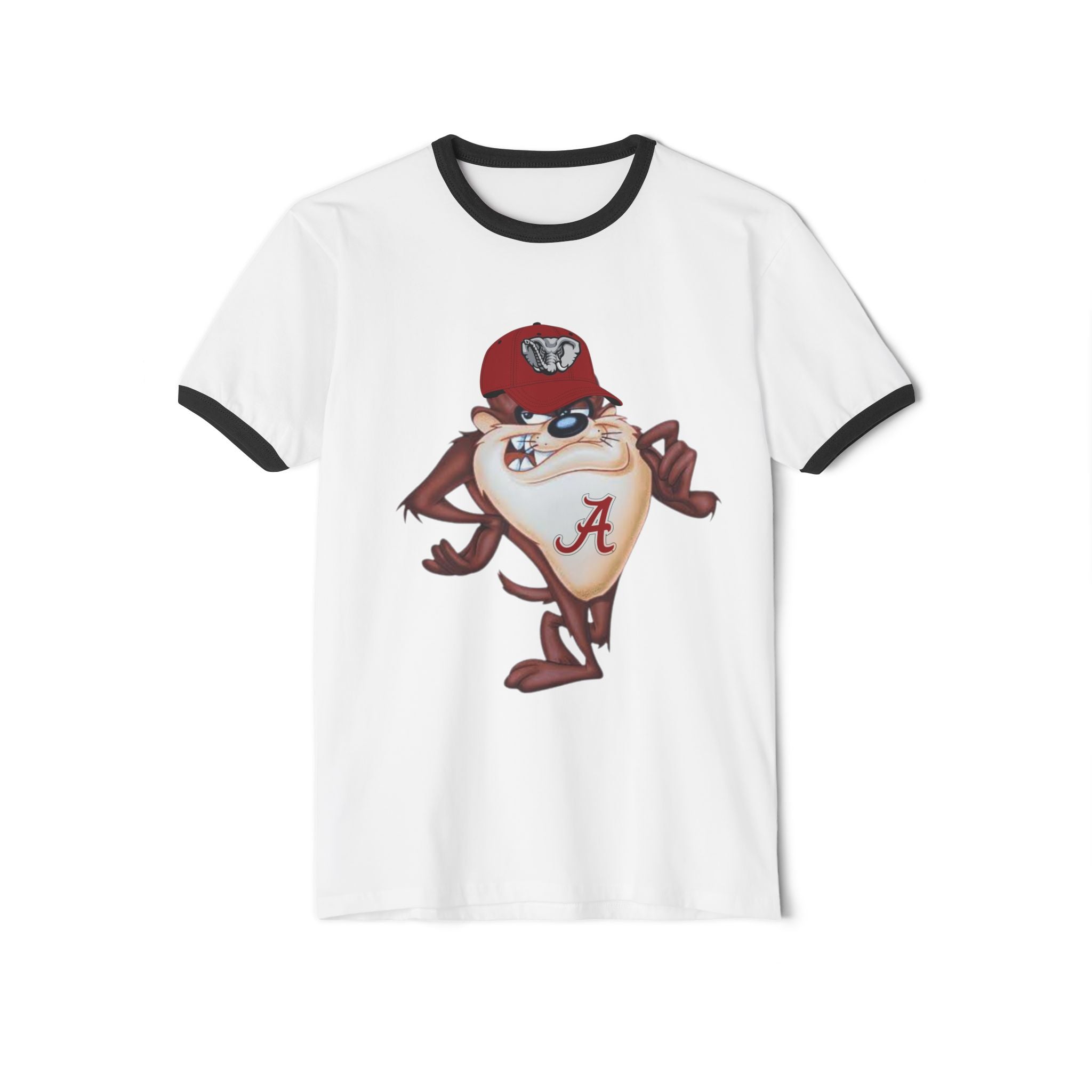 College Mascot Ringer T-Shirt – Retro Alabama “A” Tazmanian Devil Design
