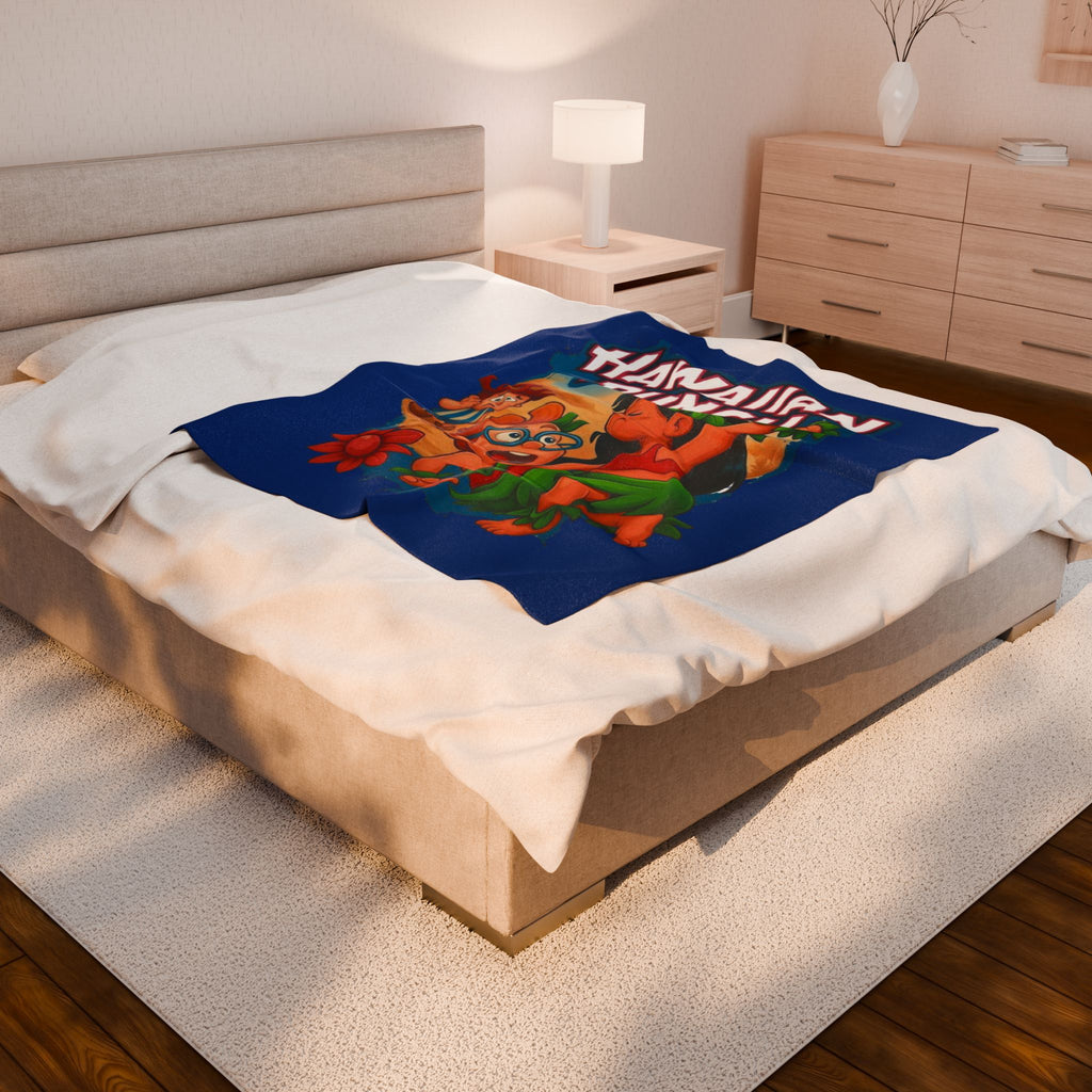 Hawaiian Punch Velveteen Plush Blanket – Retro Cartoon Beach Throw