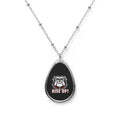 Bulldog 'Rise Up!' Oval Pendant Necklace — Team Spirit Silver Teardrop Necklace