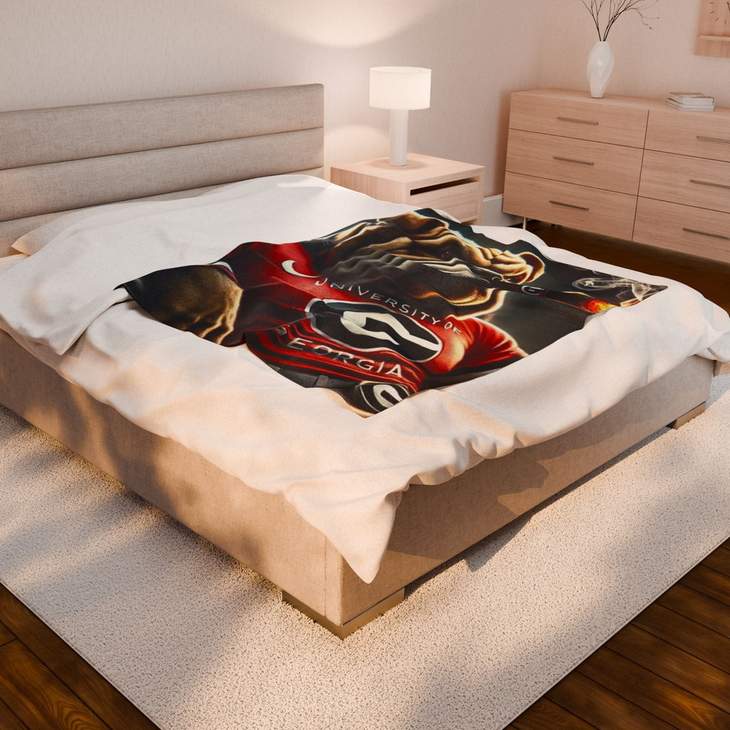 Bulldog Mascot Plush Blanket — Cozy College Team Throw