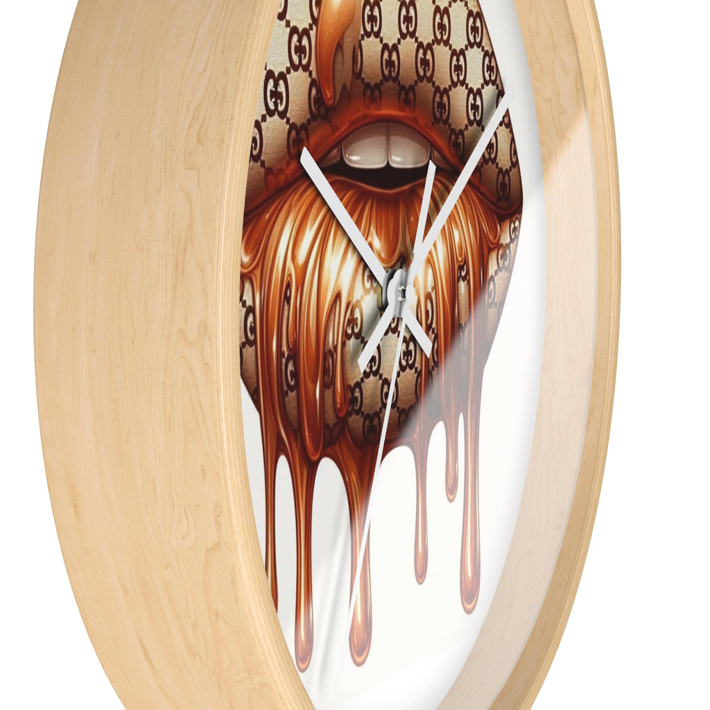 Designer Drip Lip Wall Clock — Luxury Logo Melt Art Decor
