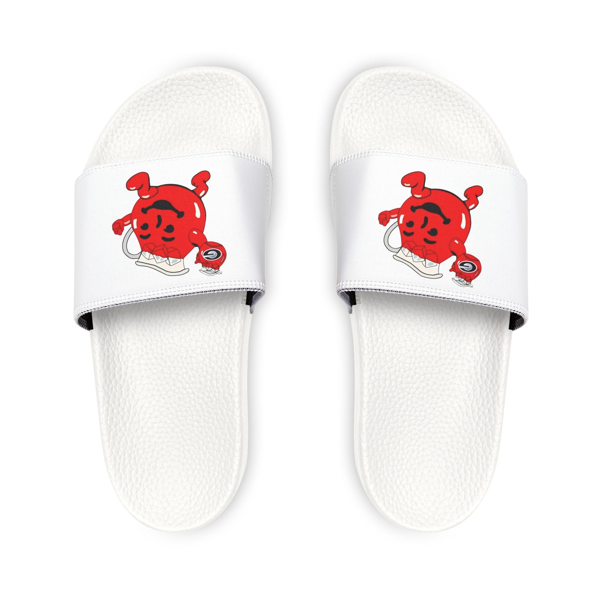 GA Bulldogs Slide Sandals — Men's Removable-Strap Slides with Retro Kool-Aid Character Print