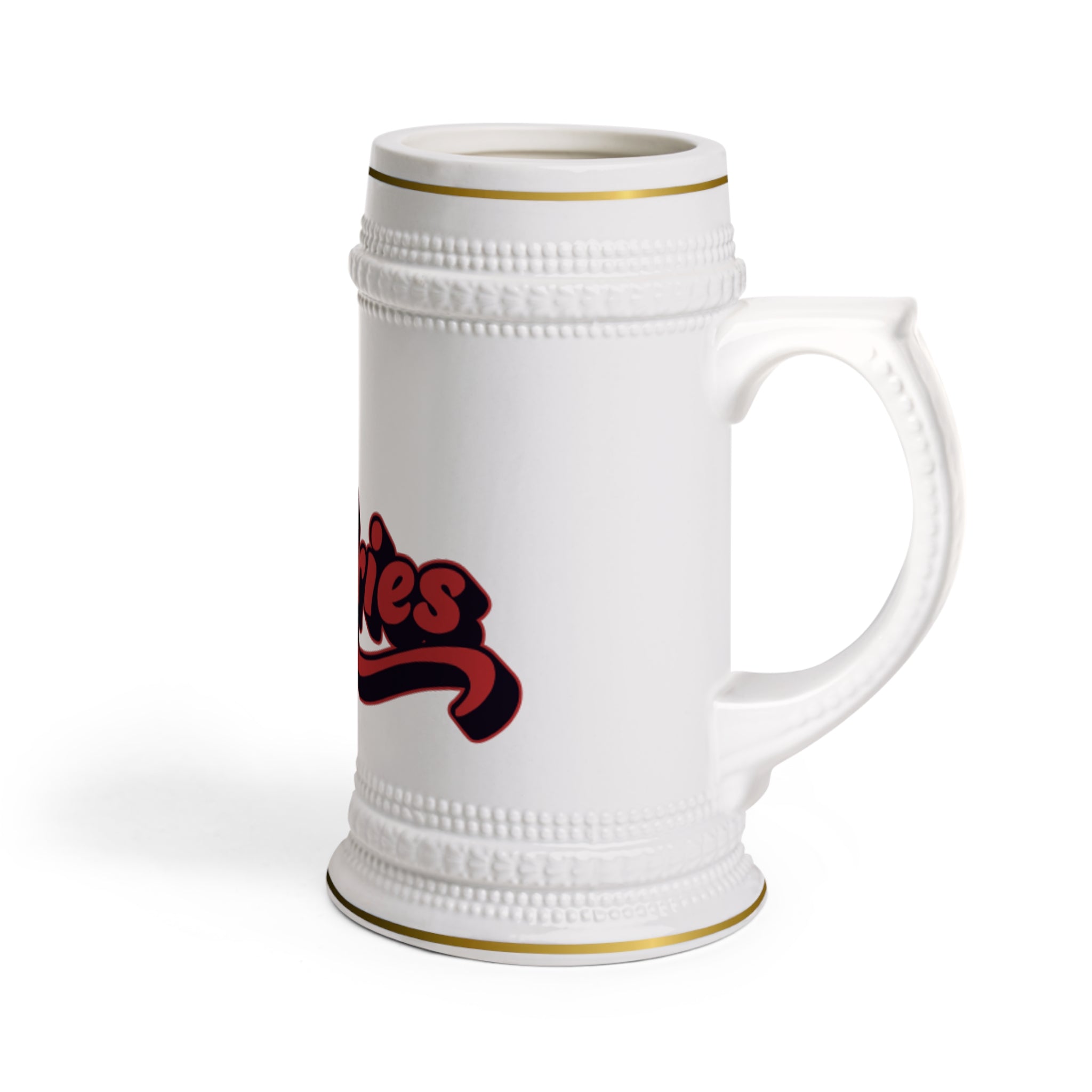 GA Bulldog Aries Beer Stein Mug — Retro Script "Ariella" Team Logo Beer Stein
