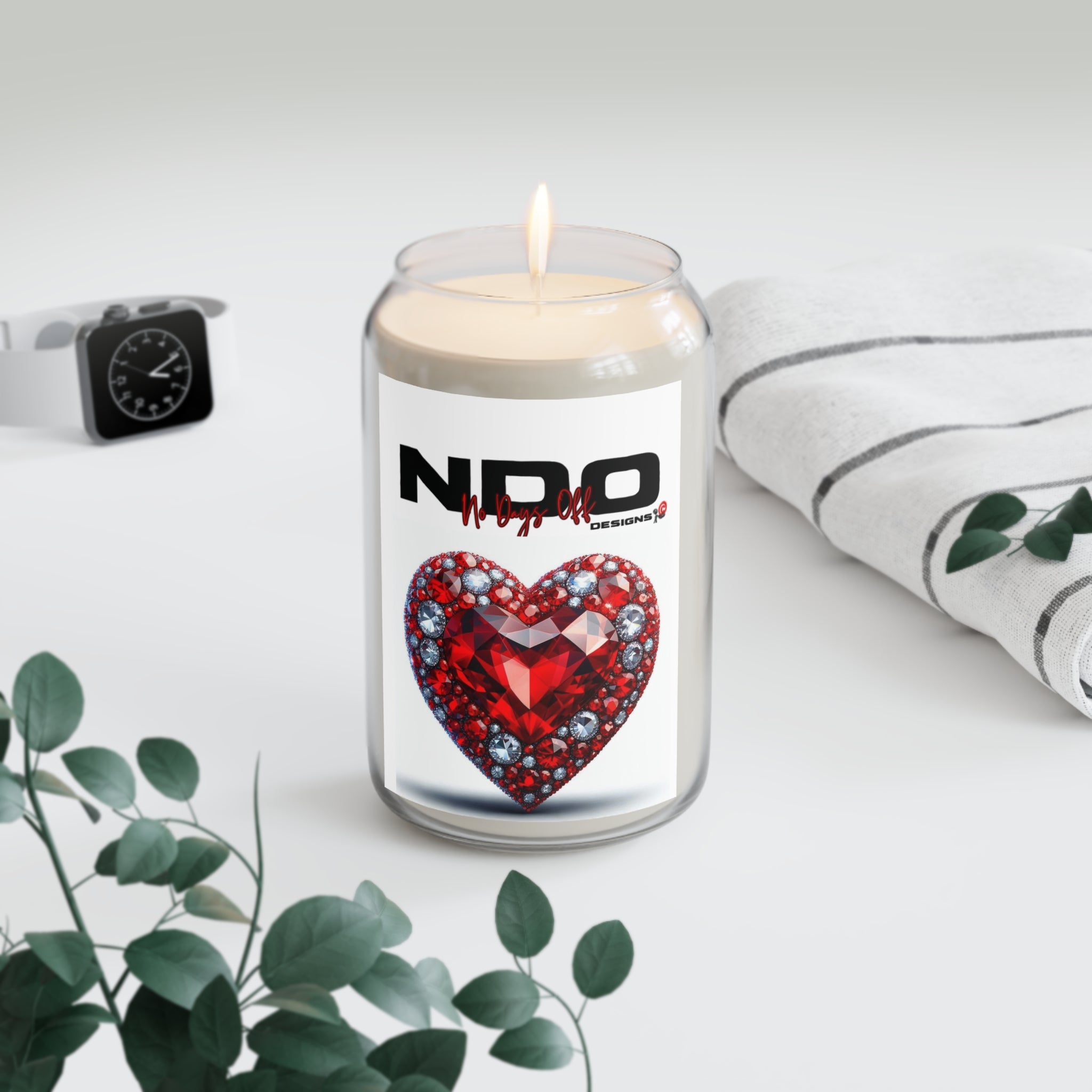 NDO Scented Soy Candle — Red Jeweled Heart Design (13.75 oz)