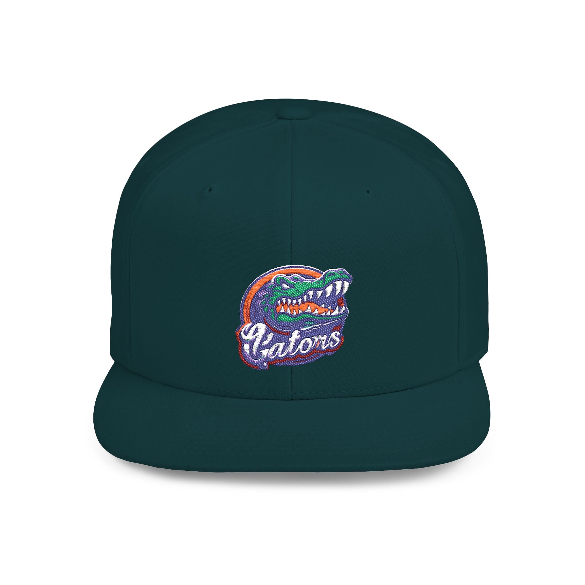 Florida Gators White Flat Bill Snapback Hat with Colorful Gator Logo