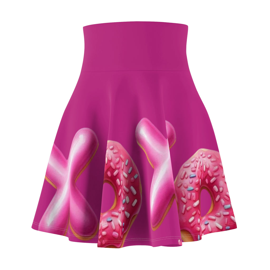 Pink 'XOXO' Donut Skater Skirt – Playful Valentine's Graphic Skirt