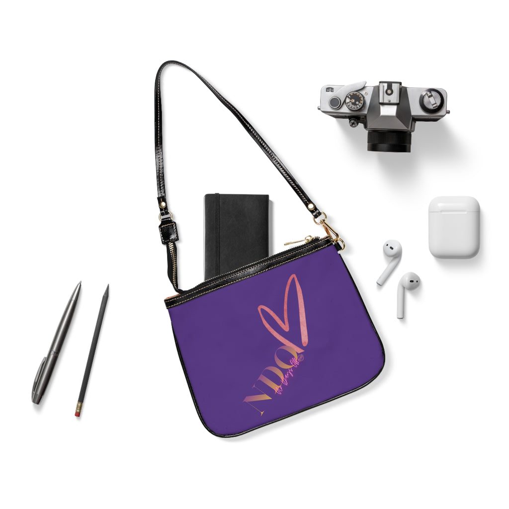 No Day's Off-Small Shoulder Bag - Purple Heart 'NDO' Logo Crossbody Purse