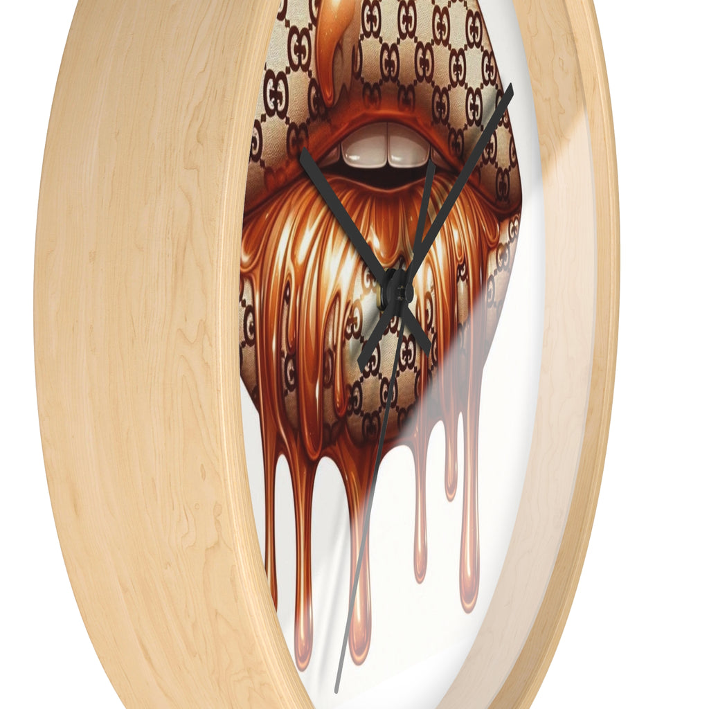Designer Drip Lip Wall Clock — Luxury Logo Melt Art Decor