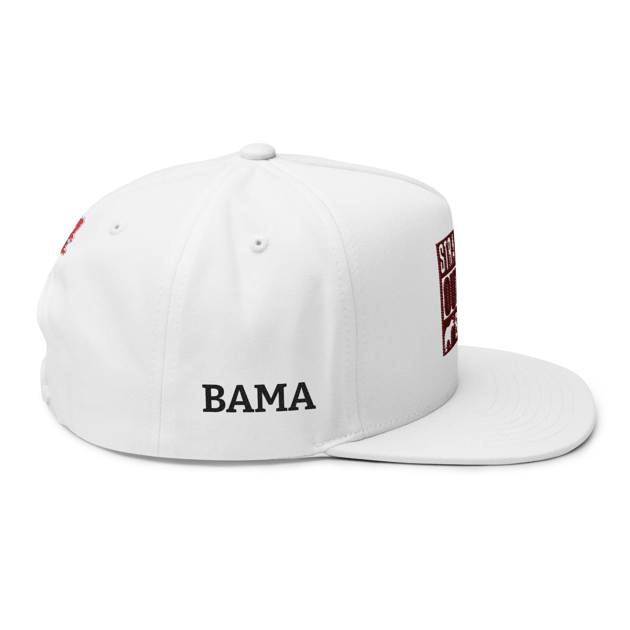 Embroidered Flat Bill Cap — "Straight Outta Bama" Crimson Snapback