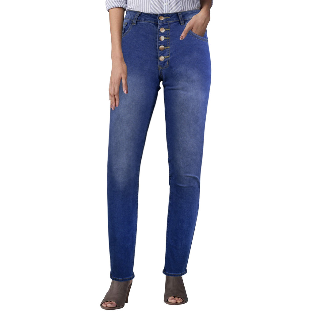 Women's Jeans Heart Pocket Straight Jeans