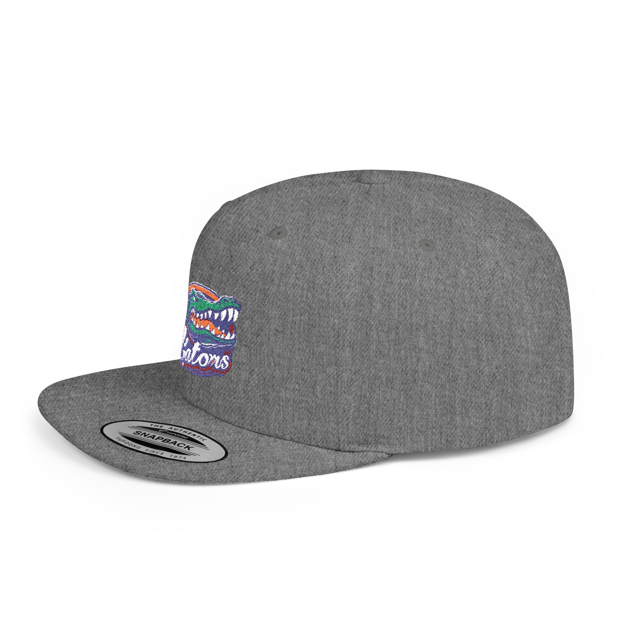 Florida Gators White Flat Bill Snapback Hat with Colorful Gator Logo