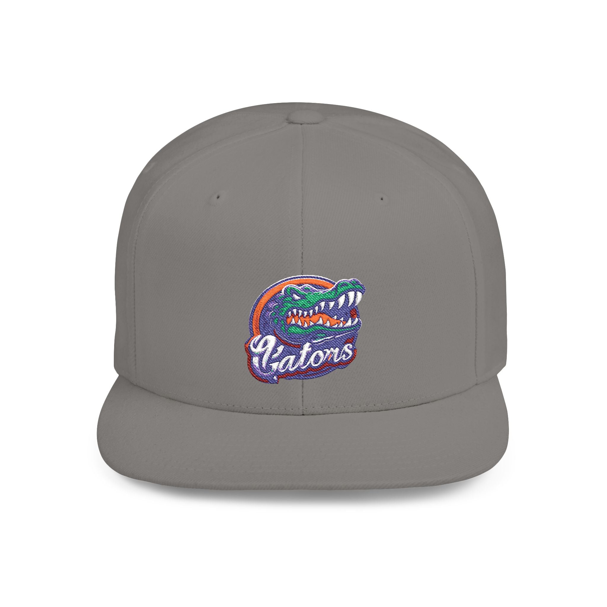 Florida Gators White Flat Bill Snapback Hat with Colorful Gator Logo