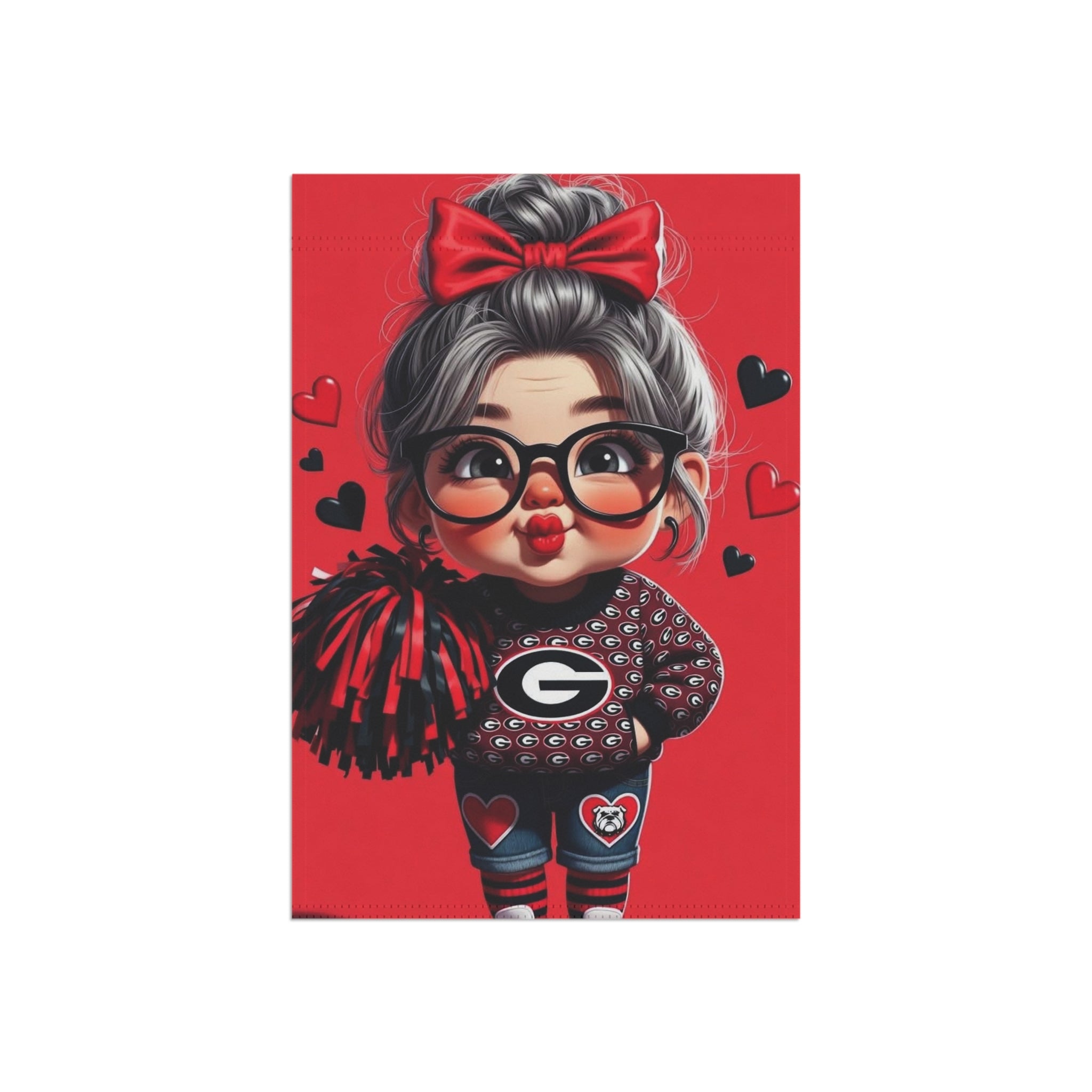 Georgia Bulldogs Garden Flag — Cute Cheerleader Granny Yard Banner