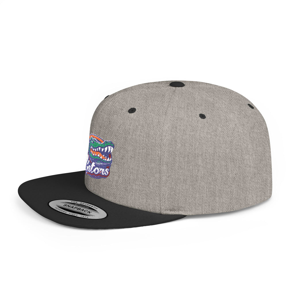 Florida Gators White Flat Bill Snapback Hat with Colorful Gator Logo