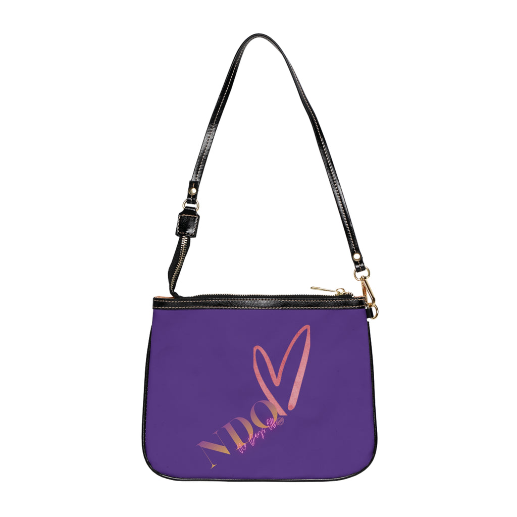 No Day's Off-Small Shoulder Bag - Purple Heart 'NDO' Logo Crossbody Purse