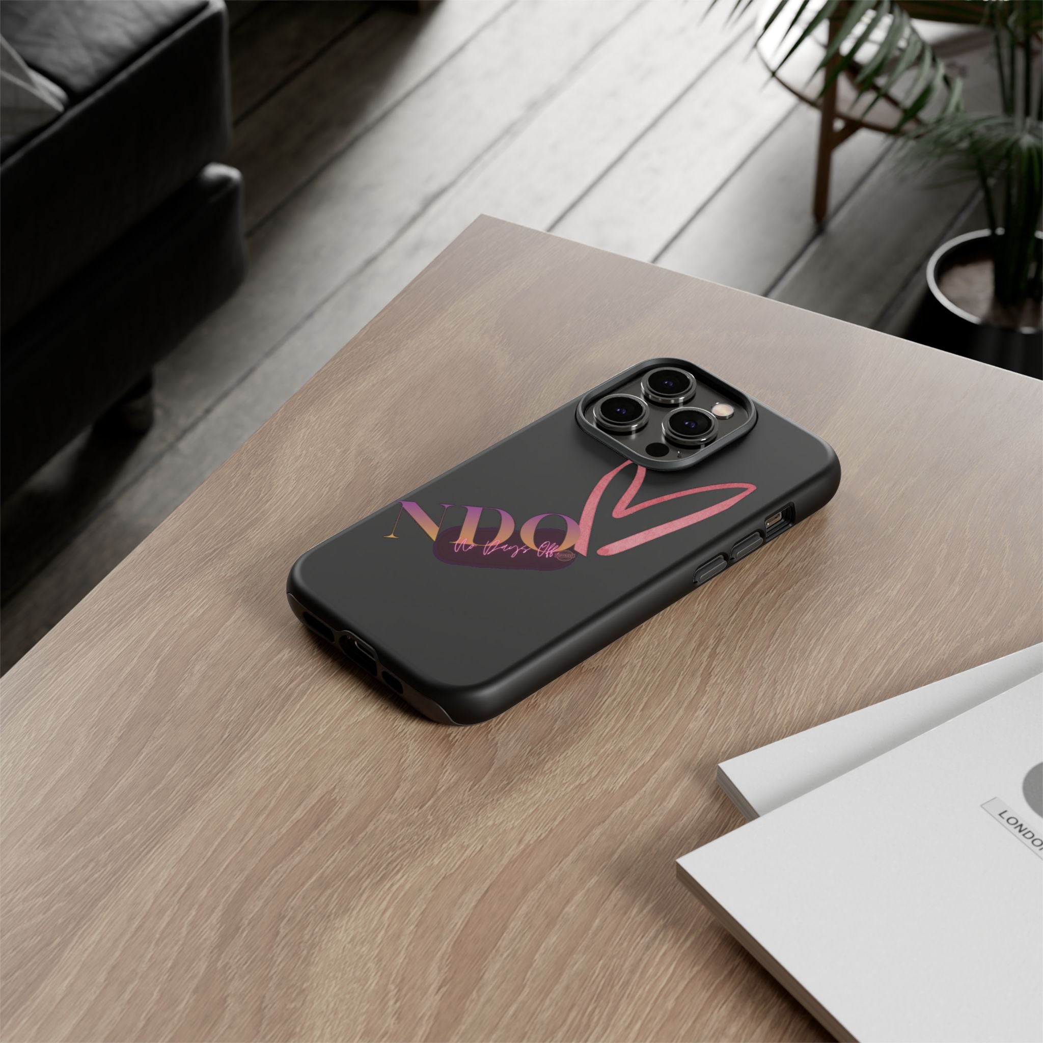 NDO Heart Phone Case – Slim Tough Protective iPhone Cover with Pink Heart Design