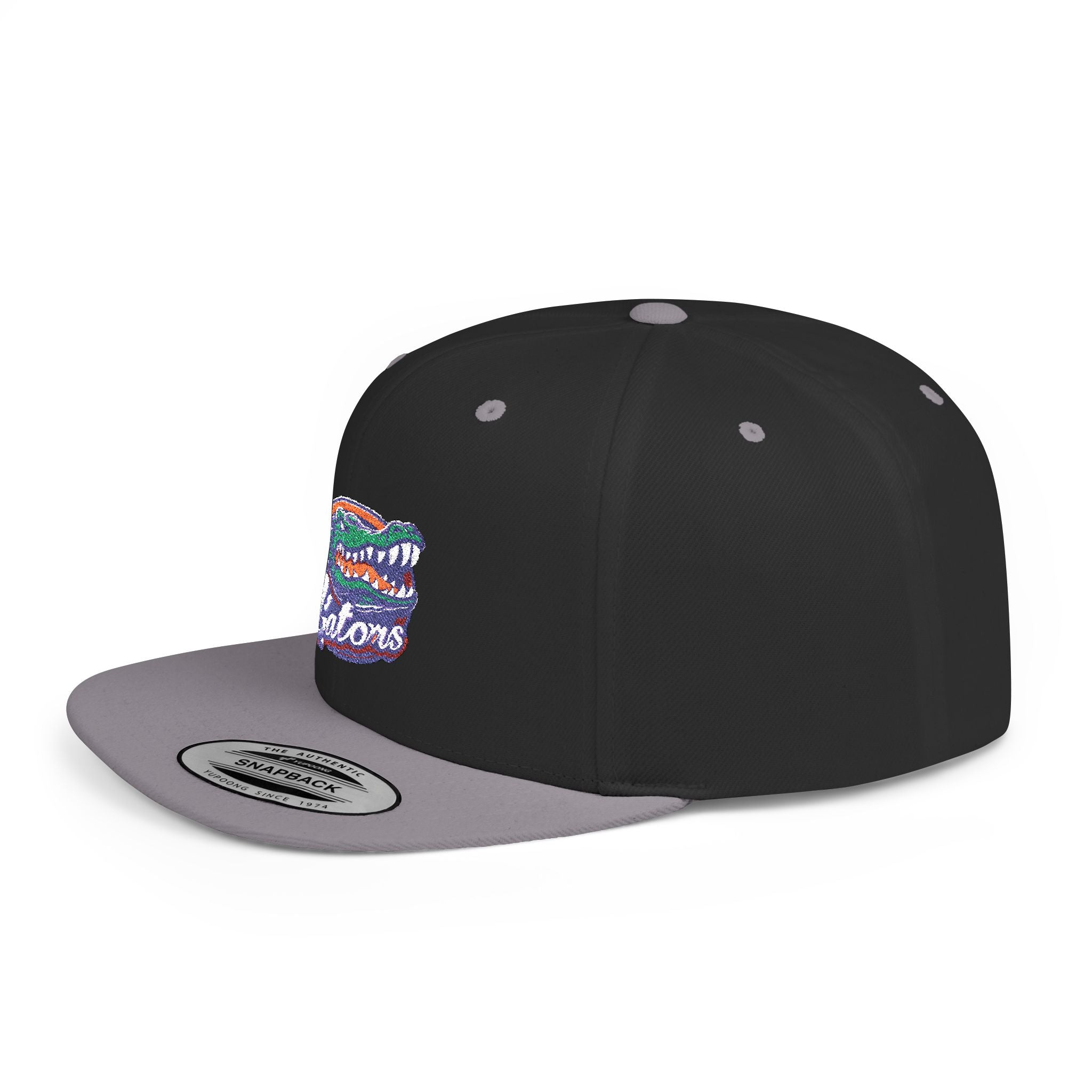 Florida Gators White Flat Bill Snapback Hat with Colorful Gator Logo