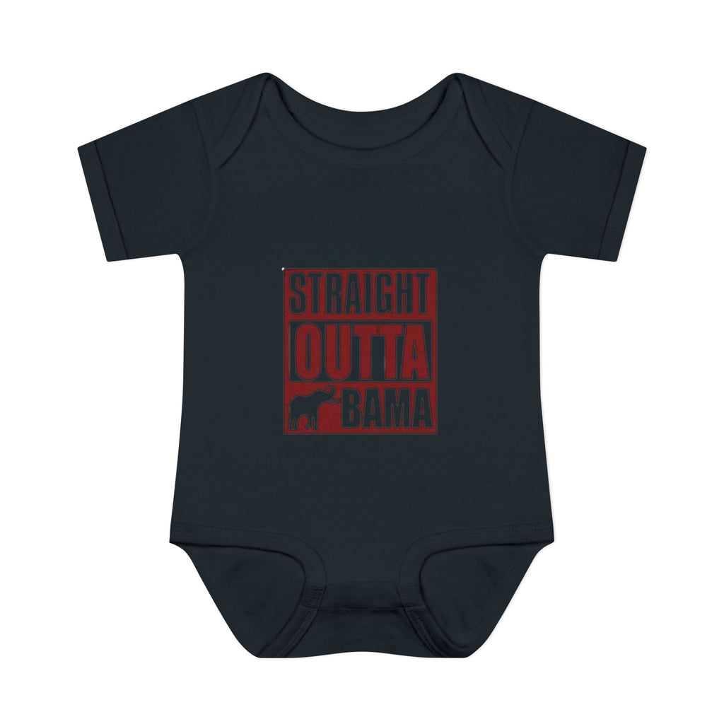Straight Outta Bama Infant Bodysuit — Alabama Baby Onesie (Crimson Elephant Design)