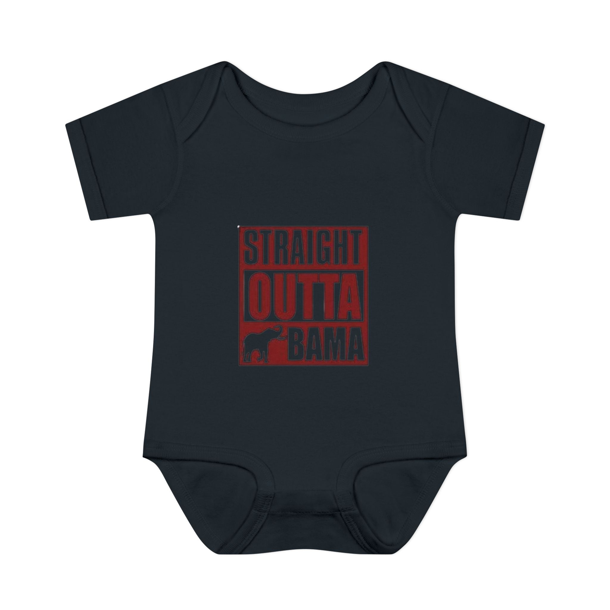 Straight Outta Bama Infant Bodysuit — Alabama Baby Onesie (Crimson Elephant Design)