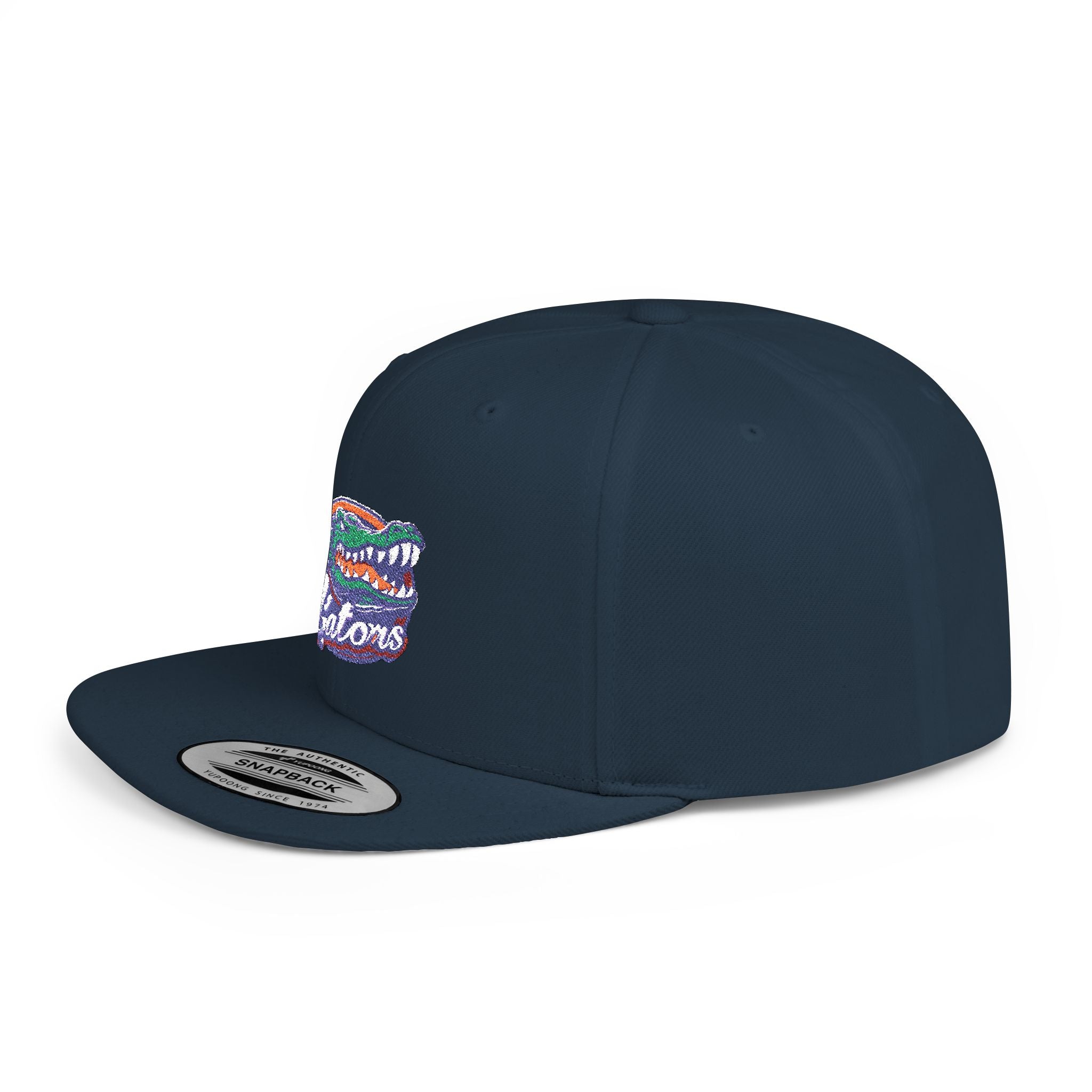 Florida Gators White Flat Bill Snapback Hat with Colorful Gator Logo