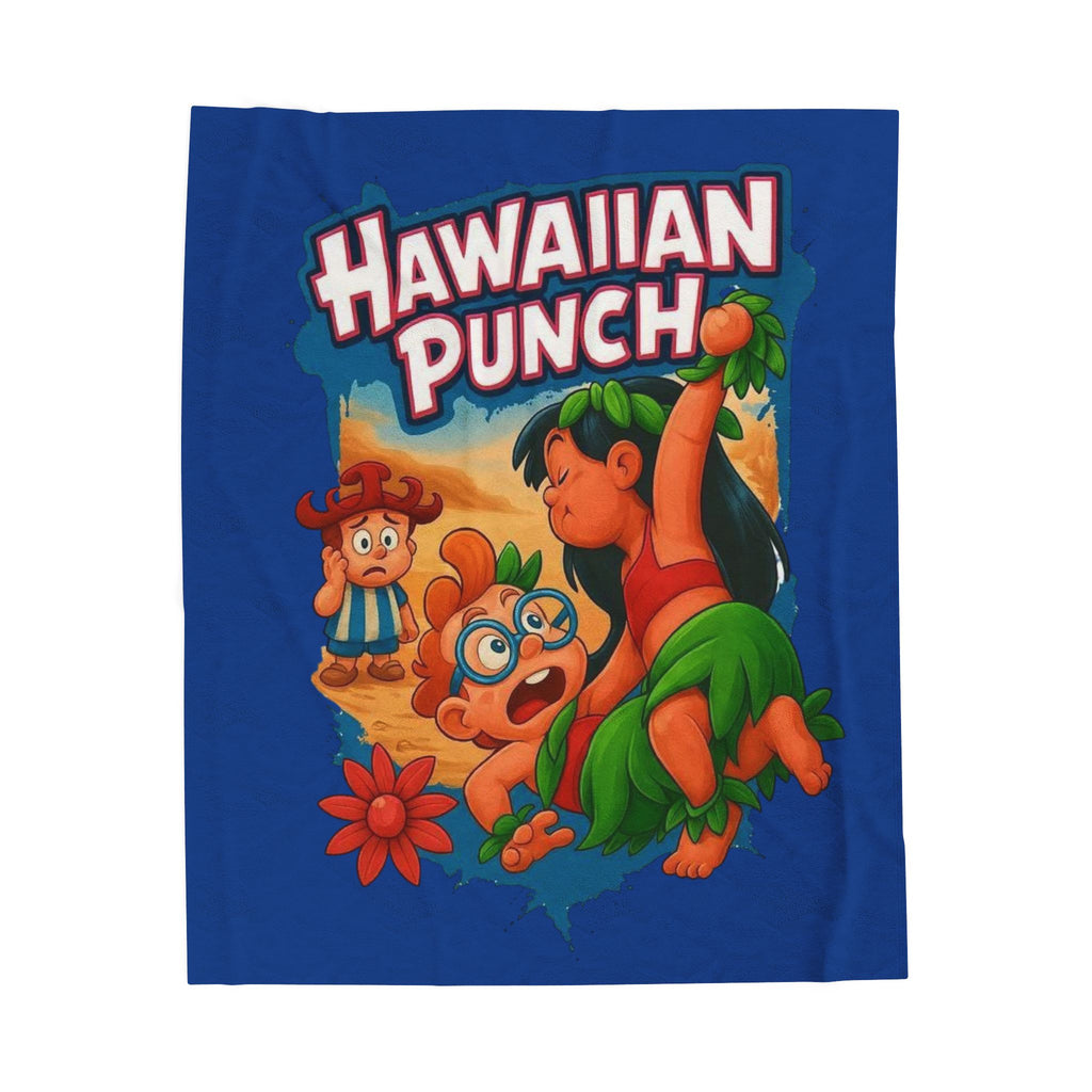 Hawaiian Punch Velveteen Plush Blanket – Retro Cartoon Beach Throw