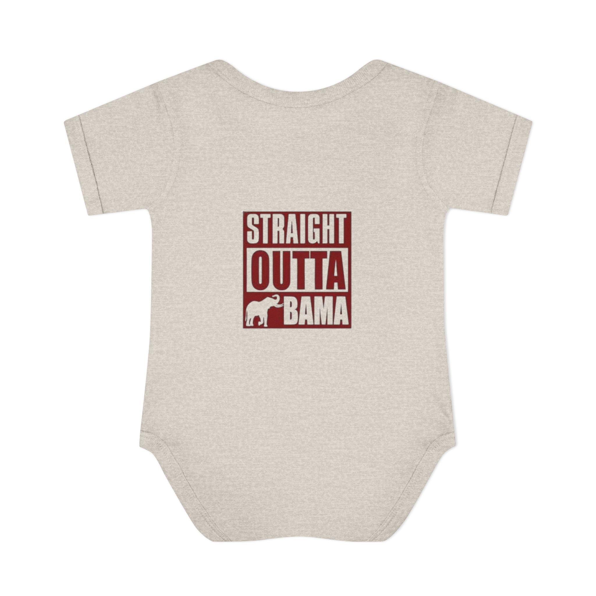 Straight Outta Bama Infant Bodysuit — Alabama Baby Onesie (Crimson Elephant Design)