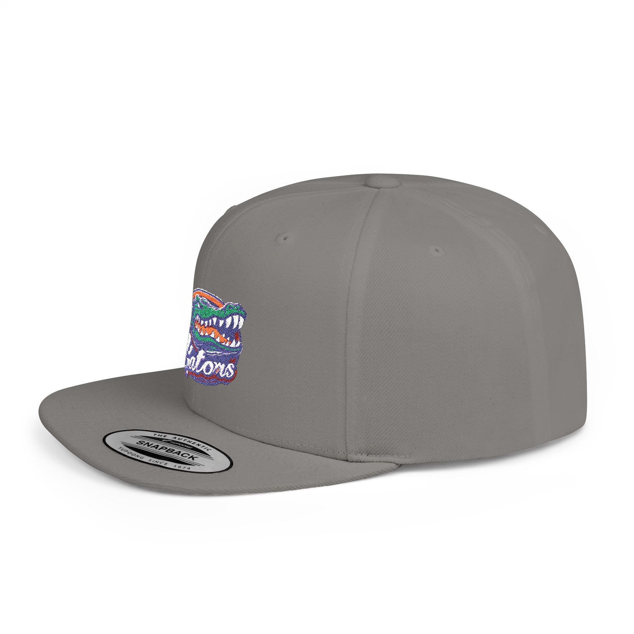 Florida Gators White Flat Bill Snapback Hat with Colorful Gator Logo