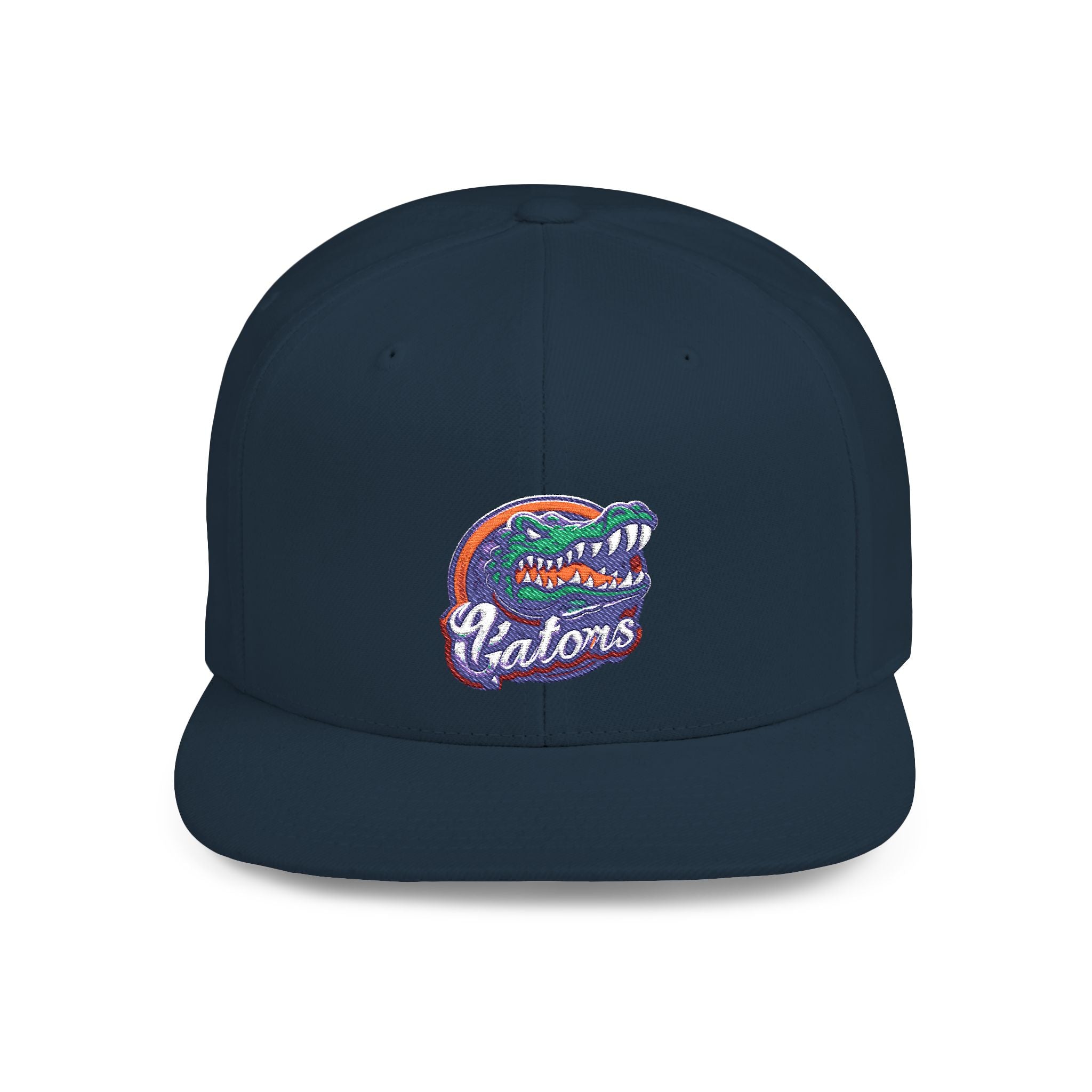 Florida Gators White Flat Bill Snapback Hat with Colorful Gator Logo