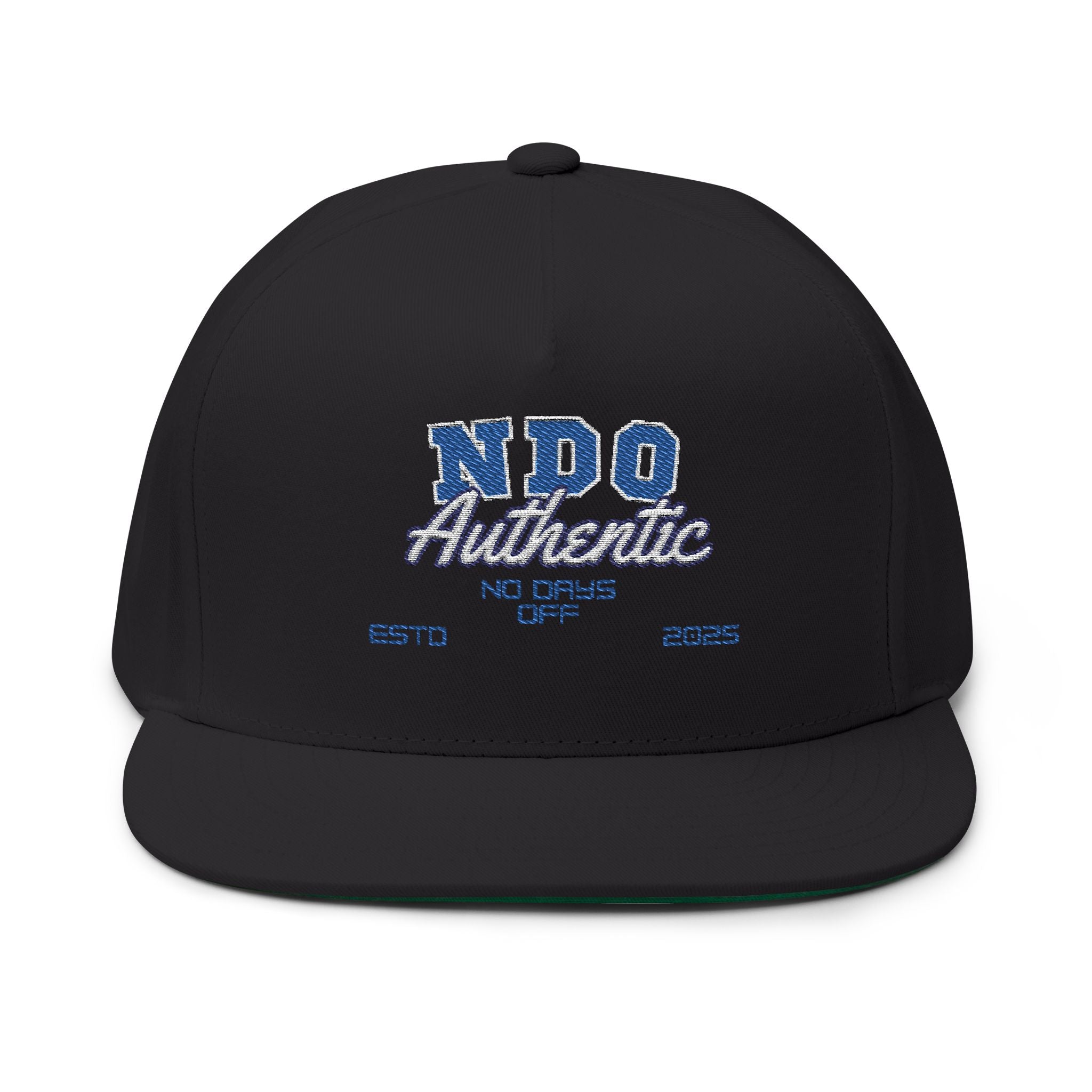 Flat Bill Cap — "NDO Authentic" Embroidered Snapback Hat