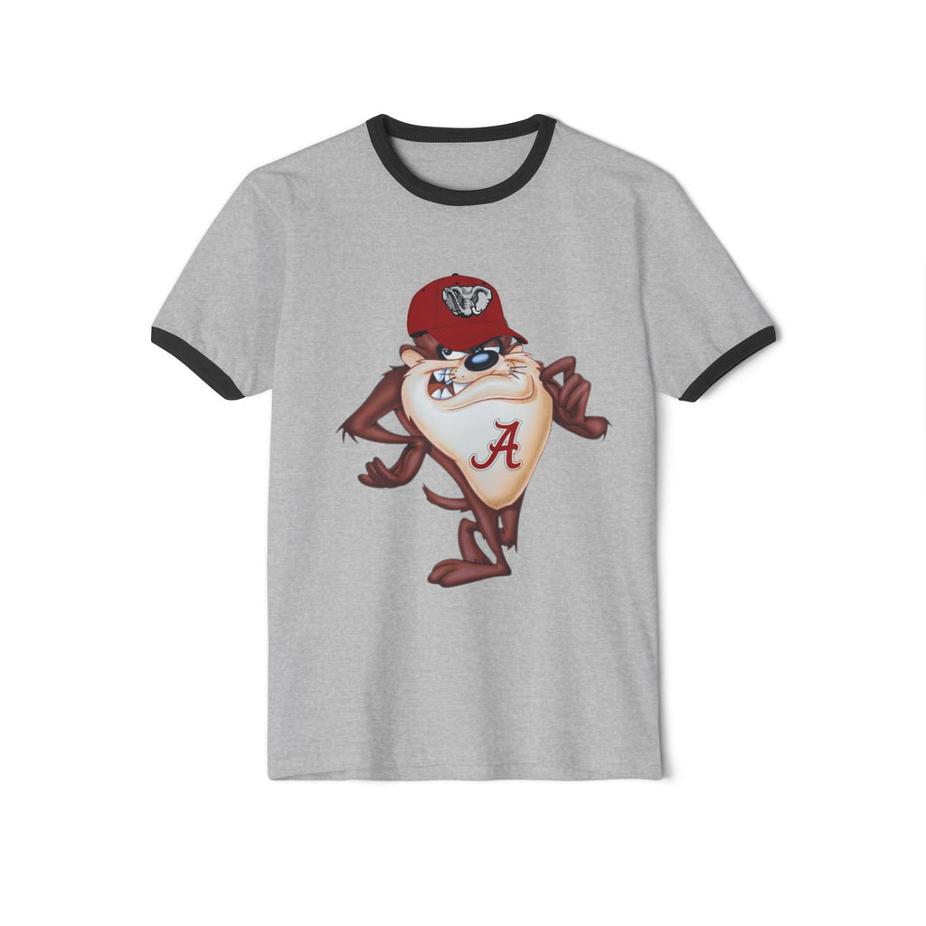 College Mascot Ringer T-Shirt – Retro Alabama “A” Tazmanian Devil Design