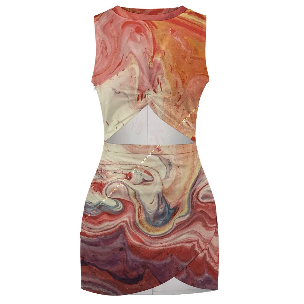 NDO Designs Geometric Navel-Baring Cross-Fit Hip Skirt