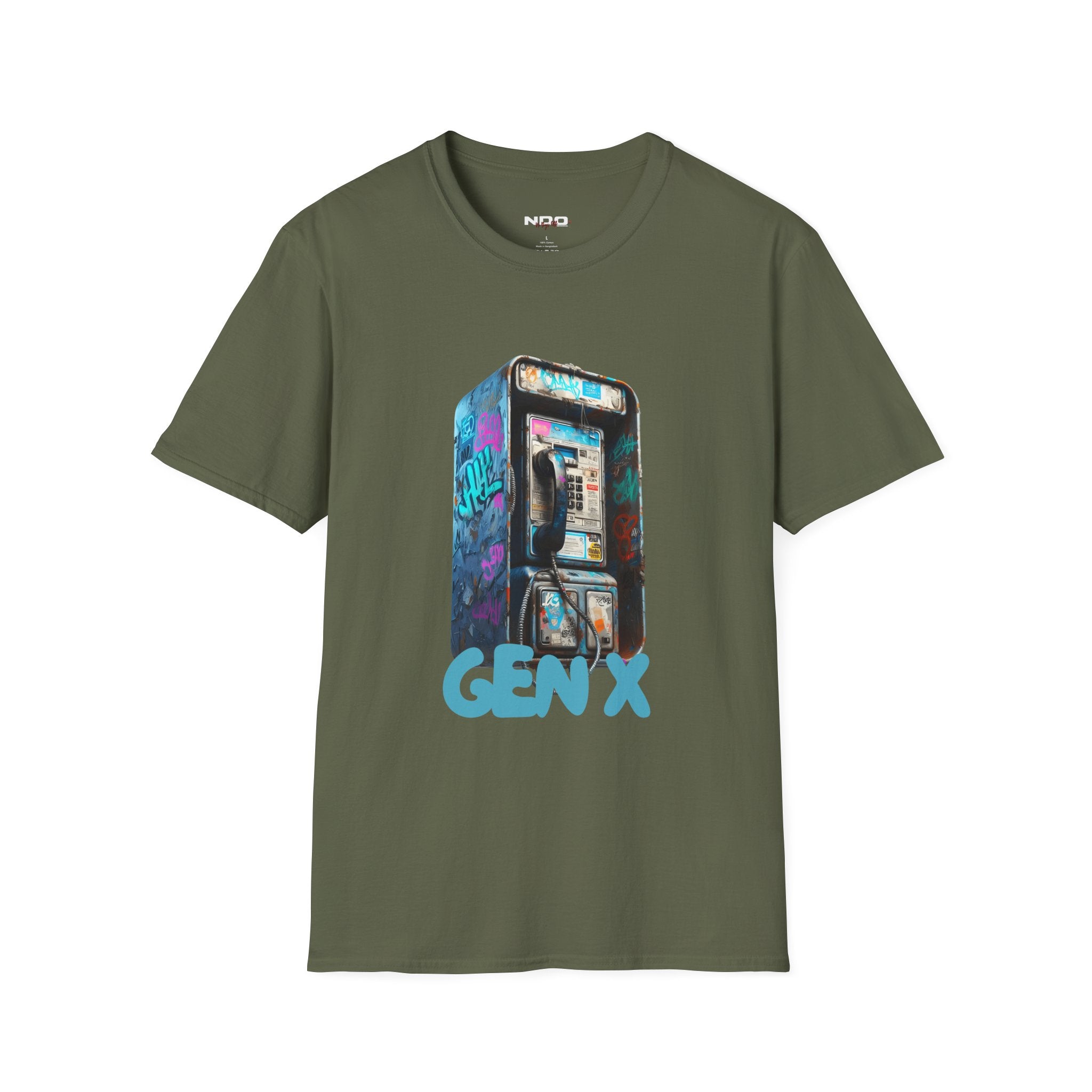 Gen X Retro Payphone Tee — Vintage Graffiti Phone Graphic T-Shirt
