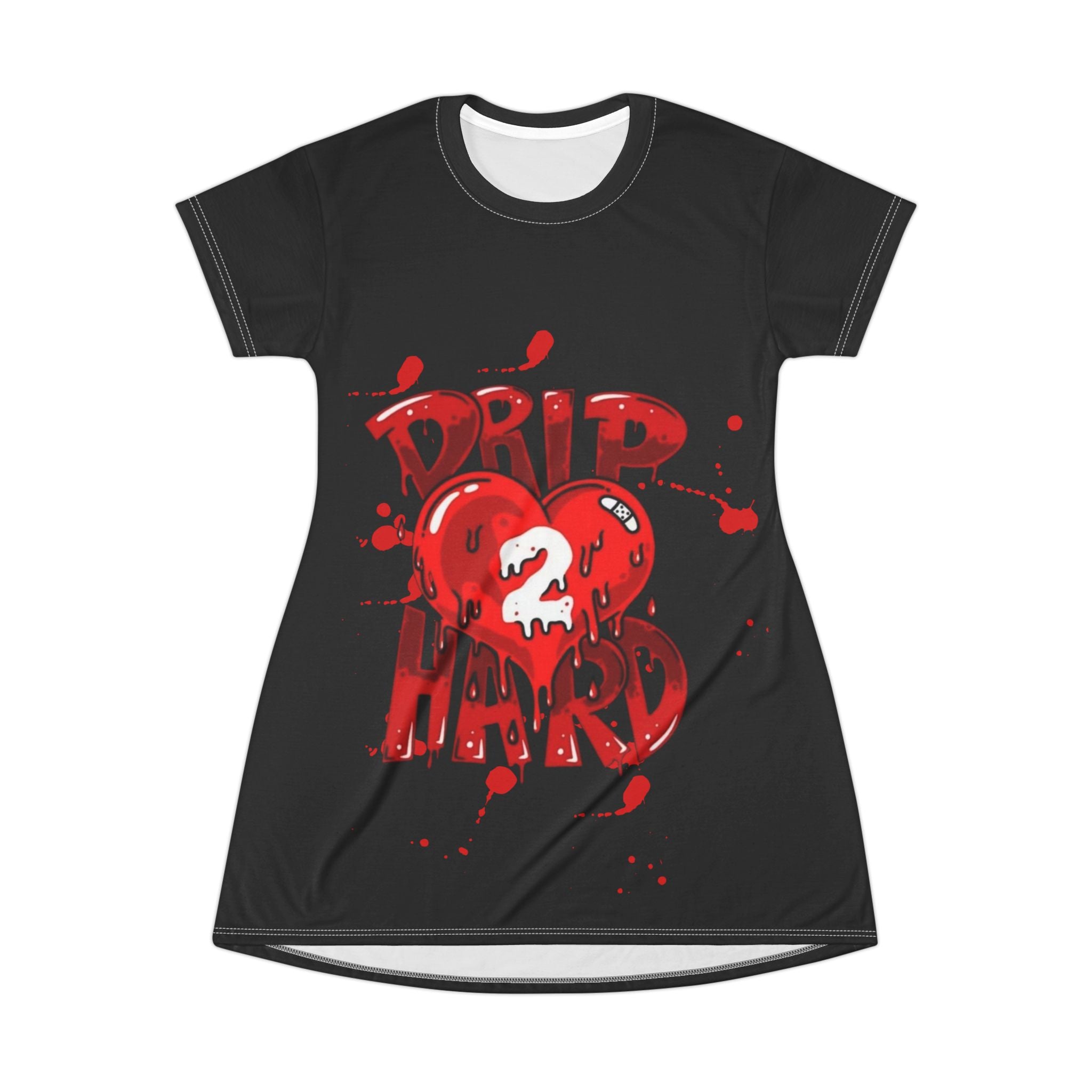 Drip 2 Hard Heart Graphic T-Shirt Dress — Edgy Streetwear