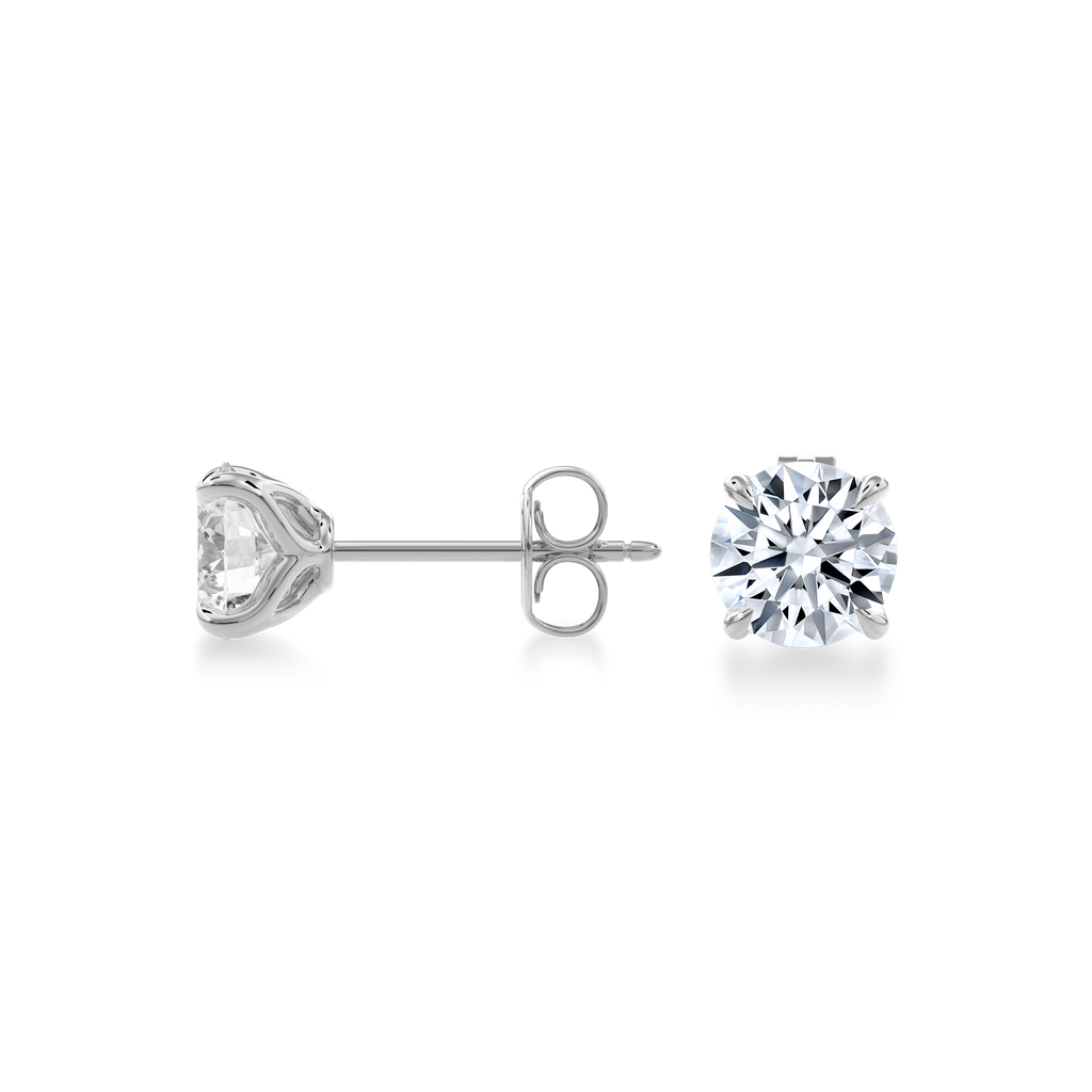 Dia Round LGD Classic Stud Earring in 14K White Gold
