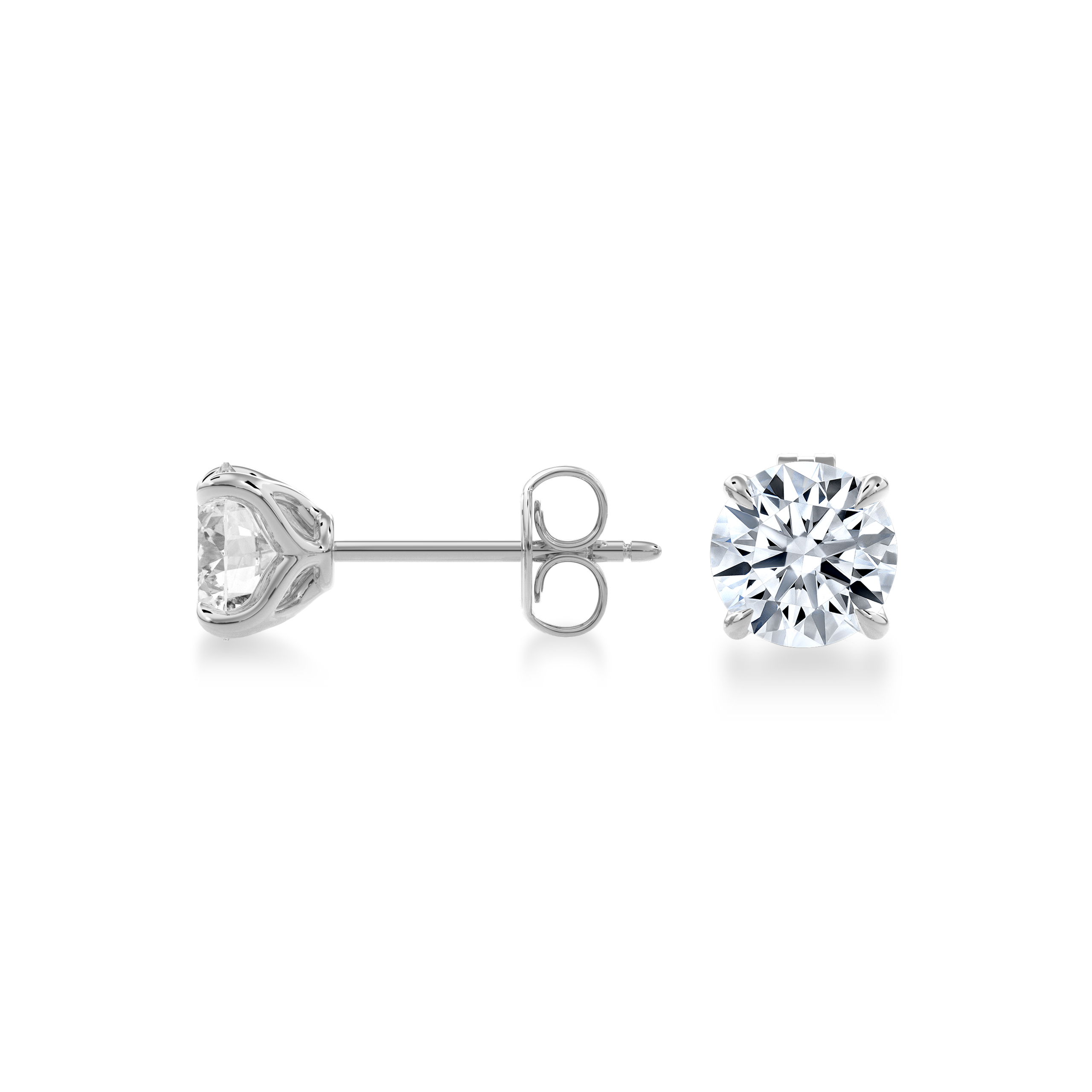 Dia Round LGD Classic Stud Earring in 14K White Gold